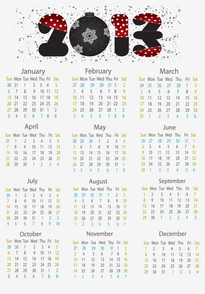 Vertical calendar 2013 — Stock Vector