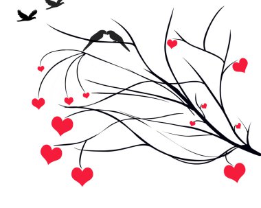 Hearts on Tree Branch clipart