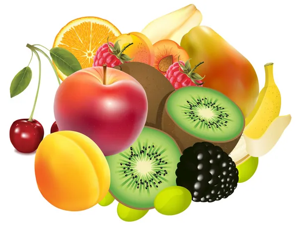 Variedad de frutas exóticas — Vector de stock
