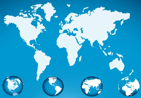 Carte du monde avec icône globe — Image vectorielle