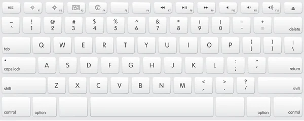Komplette Tastatur mit weißem Hintergrund — Stockvektor