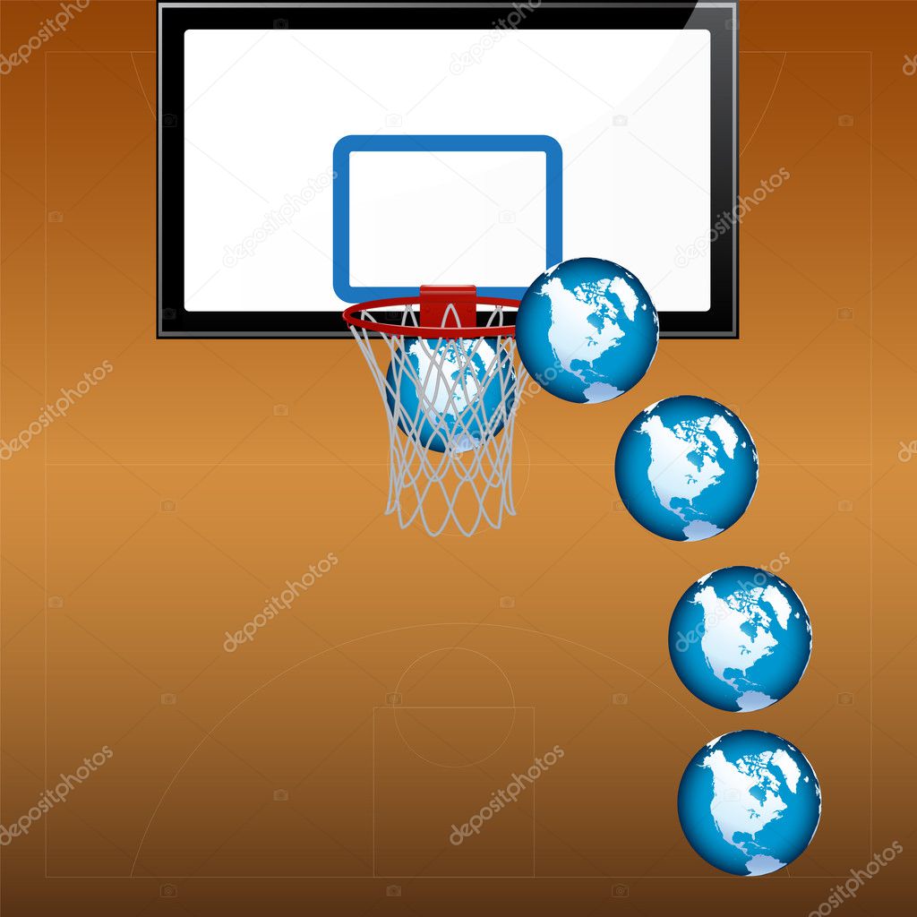 Playing basketball with globe