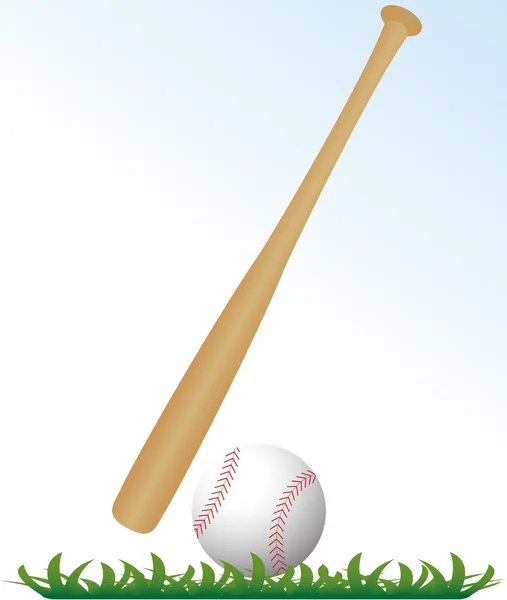 Baseball and bat — Stock Vector