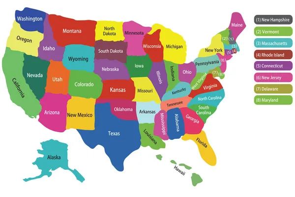 USA-Karte mit Staaten — Stockvektor