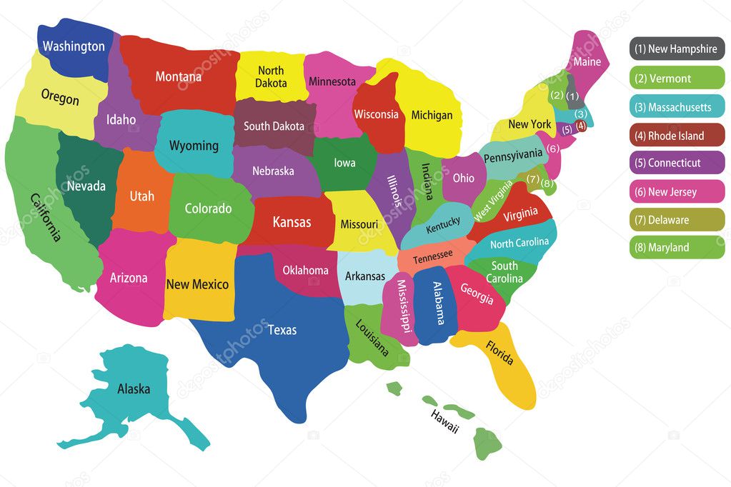USA map with states
