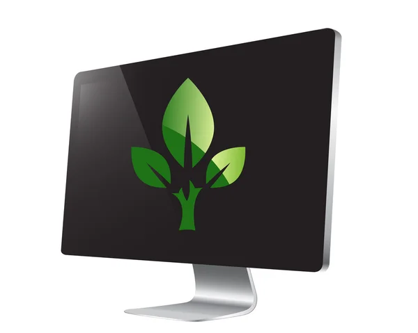 Verde Eco signo en la pantalla de televisión — Archivo Imágenes Vectoriales