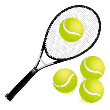 Tennis racket and balls clipart