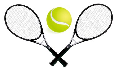Tennis rackets and ball clipart