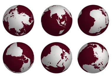 Six globes clipart