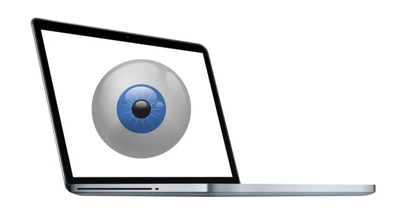 Глазное яблоко, смотрящее через экран — стоковый вектор