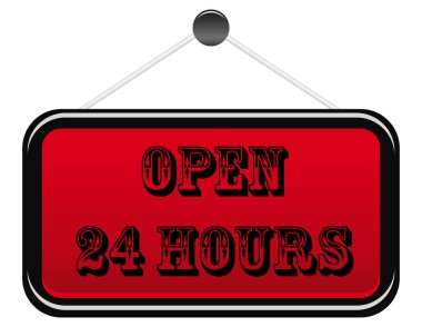 Open 24 hours banner clipart