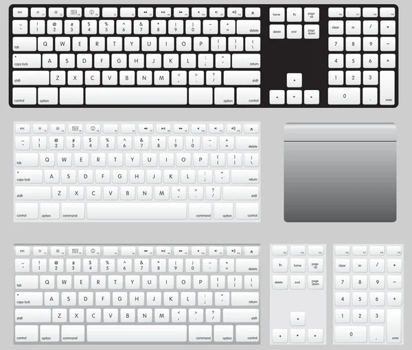 Vector Computer Keyboards and track pad — Stock Vector