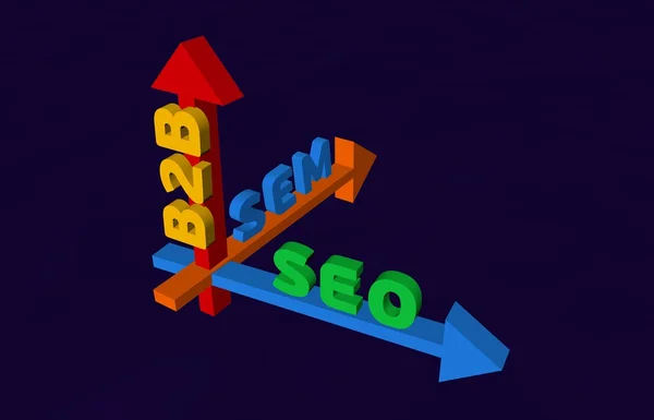 Flecha 3D con términos de marketing — Foto de Stock
