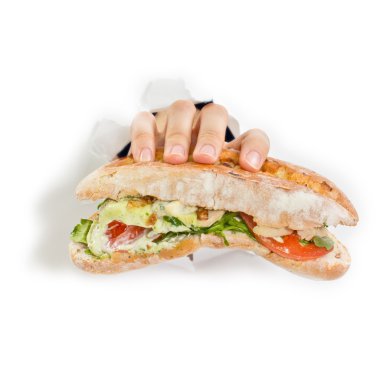 Hand with sandwich