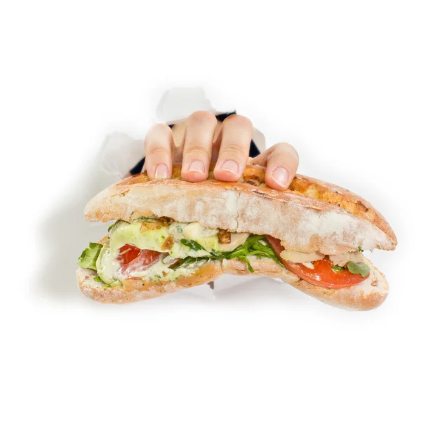 Mano con sandwich — Foto Stock