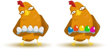 Chicken with eggs clipart