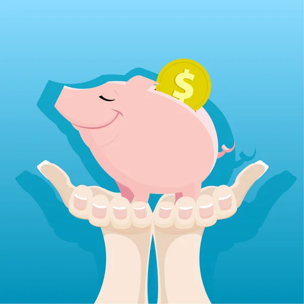 Piggy Bank entre les mains des femmes — Image vectorielle