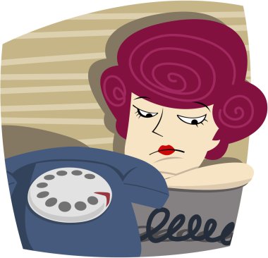 Woman is waiting for a call clipart