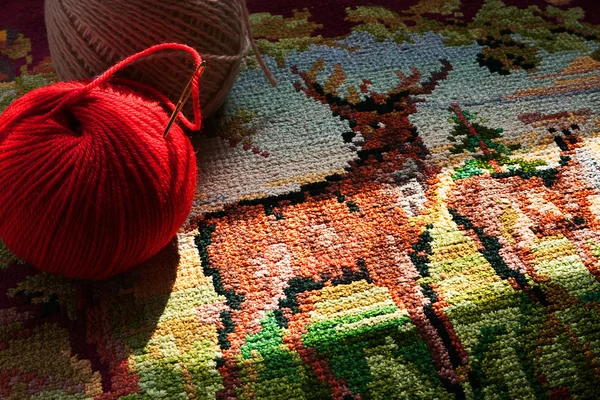 Old embroidery with a deer — Stock Photo, Image