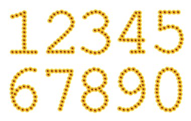 Flowered yellow numbers clipart