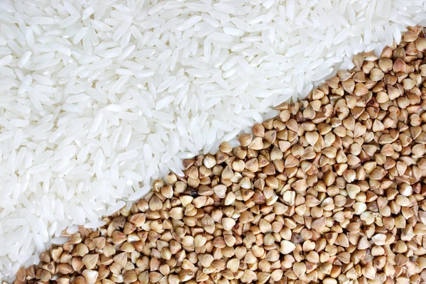 Rice and buckwheat bias — Stock Photo, Image