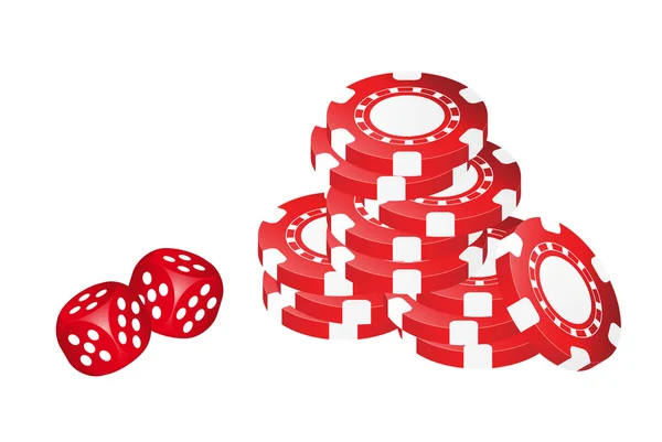 Chips de poker con dados — Vector de stock