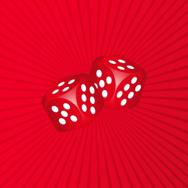 3D Dice on Red Background clipart