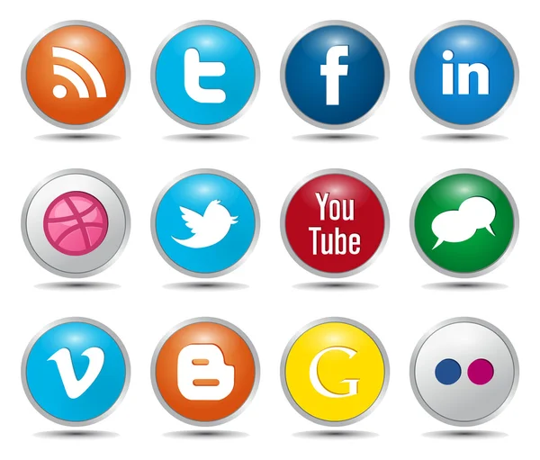 Iconos de redes sociales de color — Vector de stock