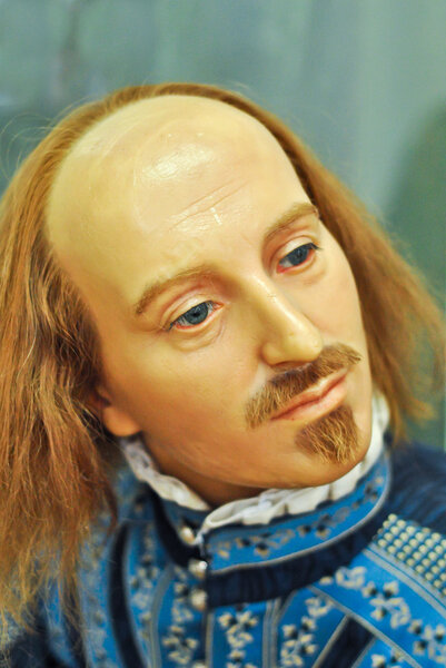 Wax statue of William Shakespeare.