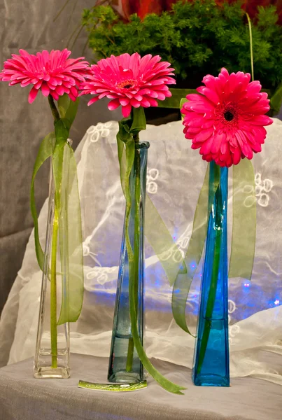 Three gerbera - wedding decoration — Stock Photo, Image