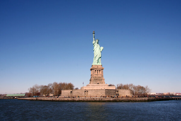 Front view of the Statue of Liberty in New York City