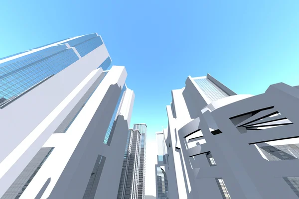 Koncepcja na czyste białe miasto renderowania 3d — Zdjęcie stockowe