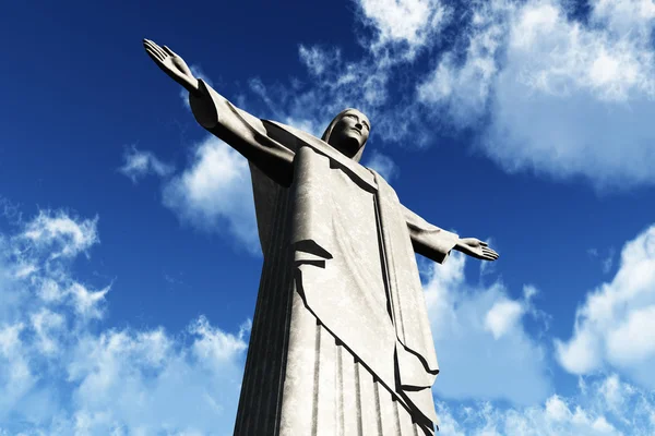 Jézus szobra Rio De Janeiro Brazília Corcovado hegy 3d render — Stock Fotó