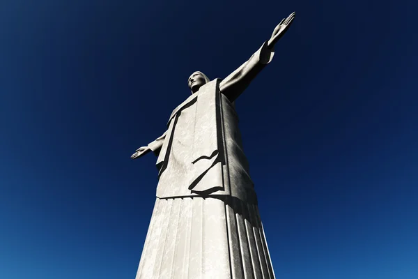Jesus Statue in Rio De Janeiro Brazil Corcovado Mountain 3D render — Stock Photo, Image