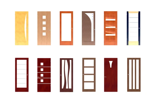 12 porte in 3D isolate su bianco per progetti architettonici — Foto Stock