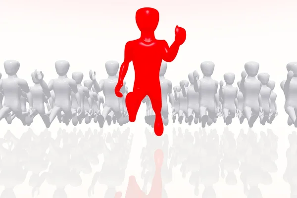 Business koncept ledare och anhängare mänskliga figurer 3d render — Stockfoto