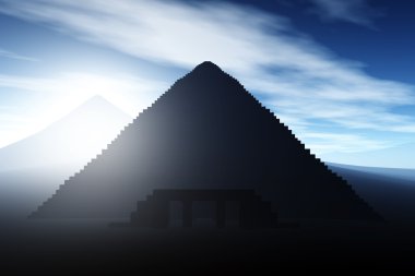 Egyptian Pyramid and cloudy sky clipart