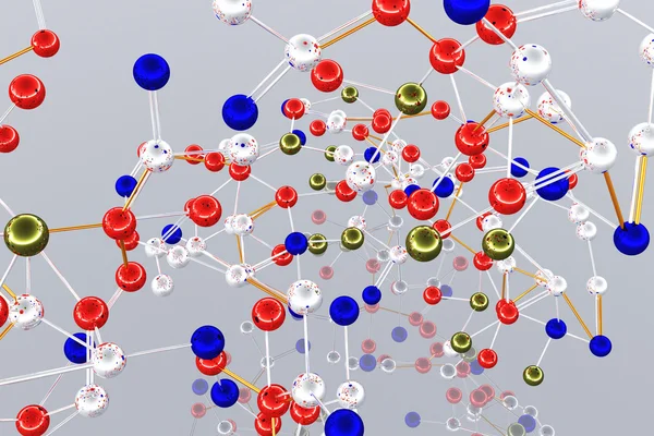 복잡 한 분자 원자 구조 3d 렌더링 — 스톡 사진