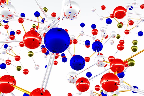 复杂分子原子结构 3d 渲染 — 图库照片