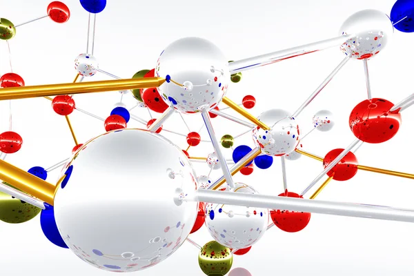 Komplexe Struktur des Moleküls Atom 3D Render — Stockfoto
