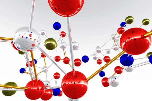 Estructura de átomo de molécula compleja 3D render —  Fotos de Stock