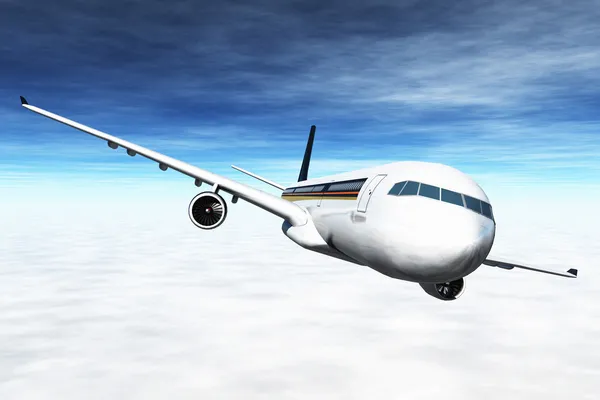 Flugzeug fliegt 3D-Rendering — Stockfoto