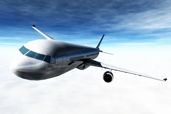 Vliegtuig vliegende 3d render — Stockfoto