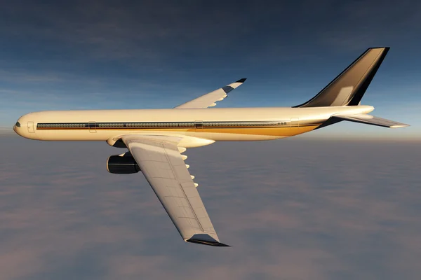 Flygplan flygande 3d render — Stockfoto