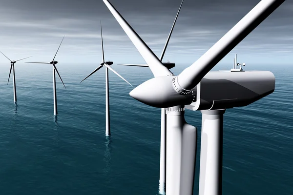 Větrné turbíny v moři 05 — Stock fotografie