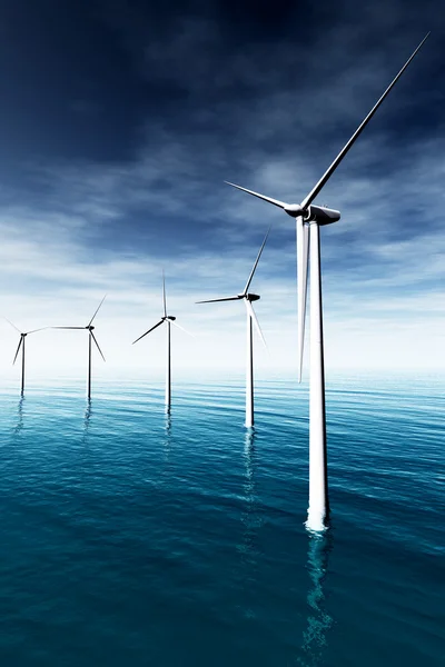 Windkraftanlagen im Meer 04 — Stockfoto