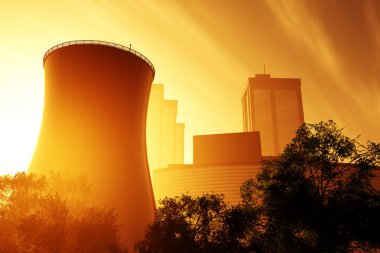 Nuclear Plant 3D render clipart