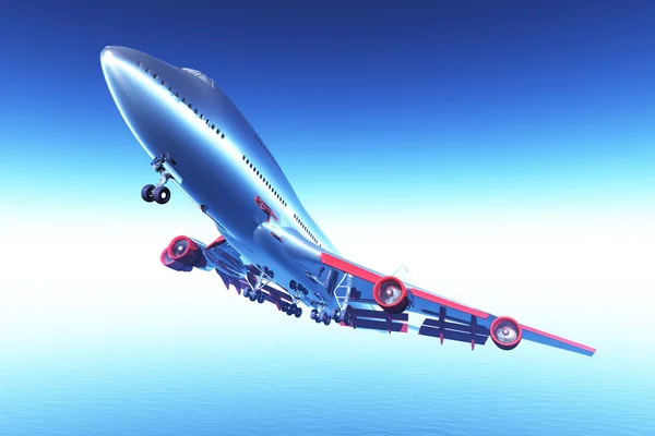 Vliegtuig vliegende 3d render 06 — Stockfoto