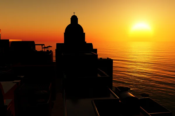 Zonsondergang / zonsopgang in Griekenland 3d render 02 — Stockfoto