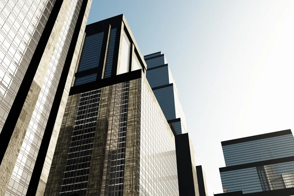Metropolis felhőkarcolók 3d render — Stock Fotó
